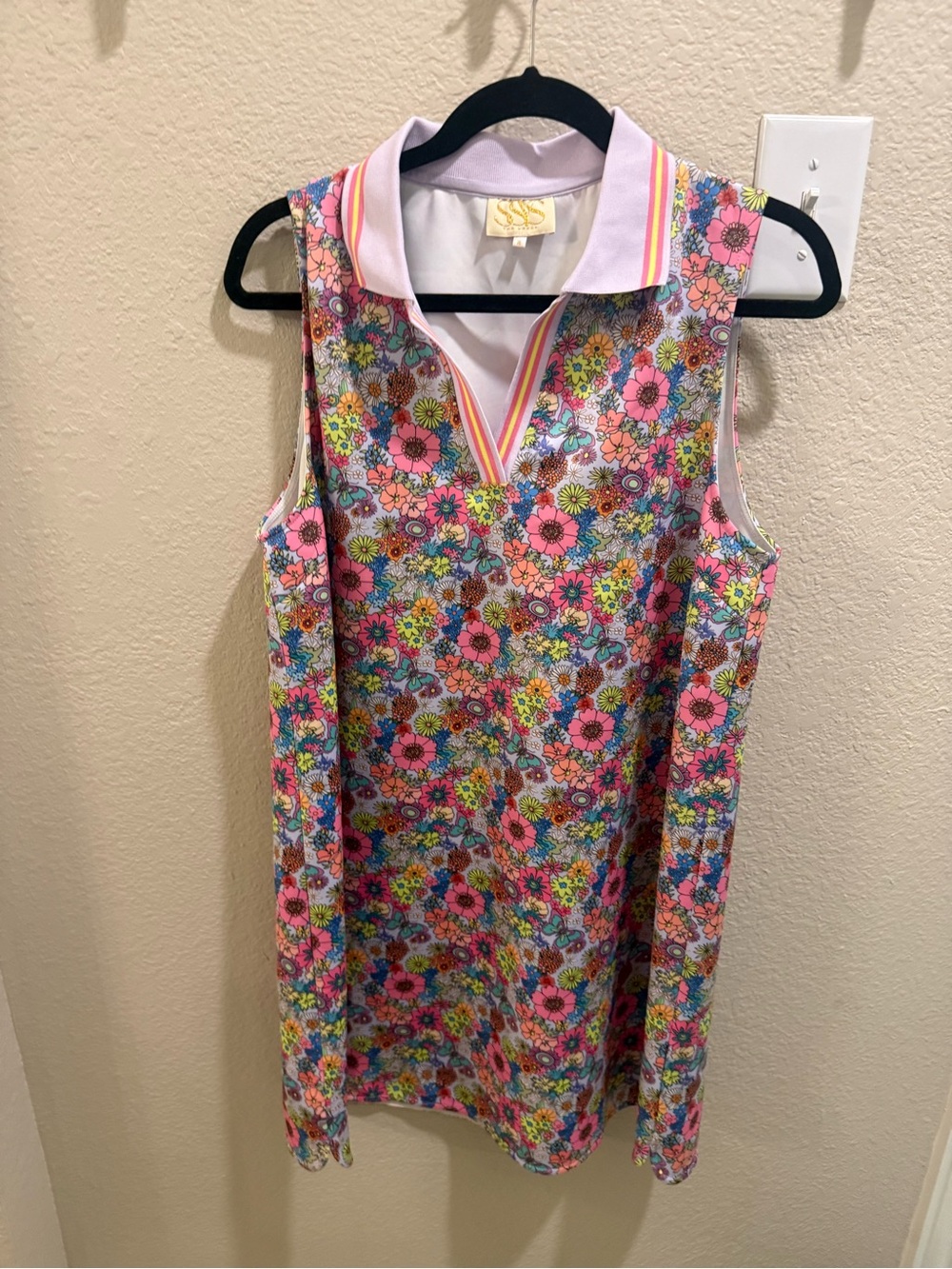SSYS Blue Bloom Scuba Collared
Sleeveless Active Dress